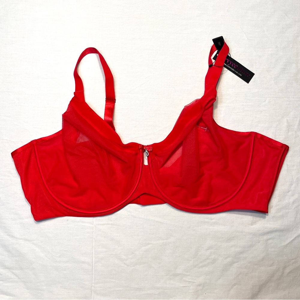 Sheer Mesh Full Coverage Unlined Underwire Bra - Curvy Couture 46G